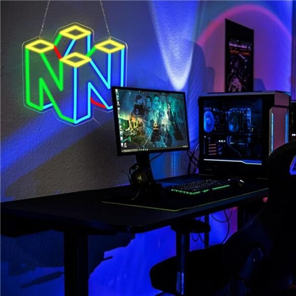 N64 Nintendo 64 LED Neon Light Game Sign Room Classic Retro System Console Gamer - Picture 4 of 6